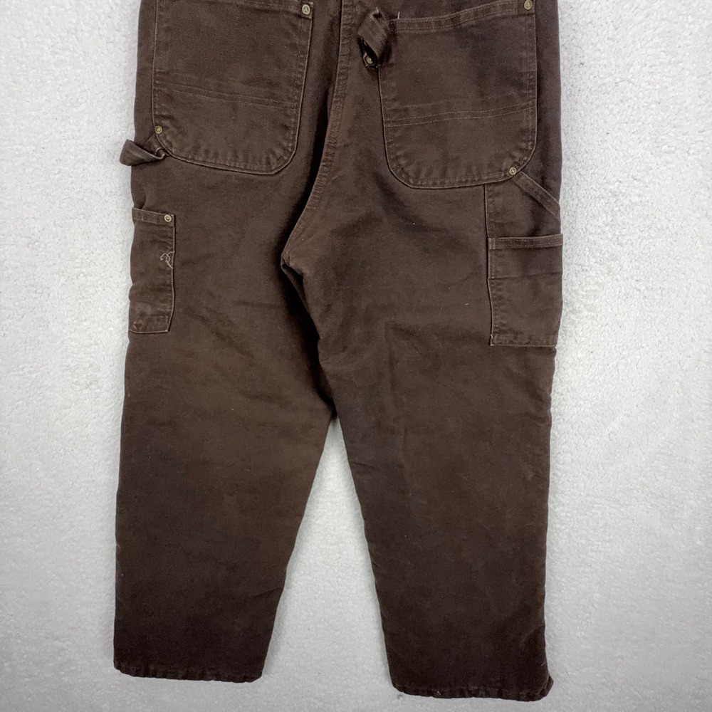 Carhartt R27 DKB Quilt Lined Sandstone Bib Overalls Dark Brown 32 x 30 Mens - Picture 12 of 13